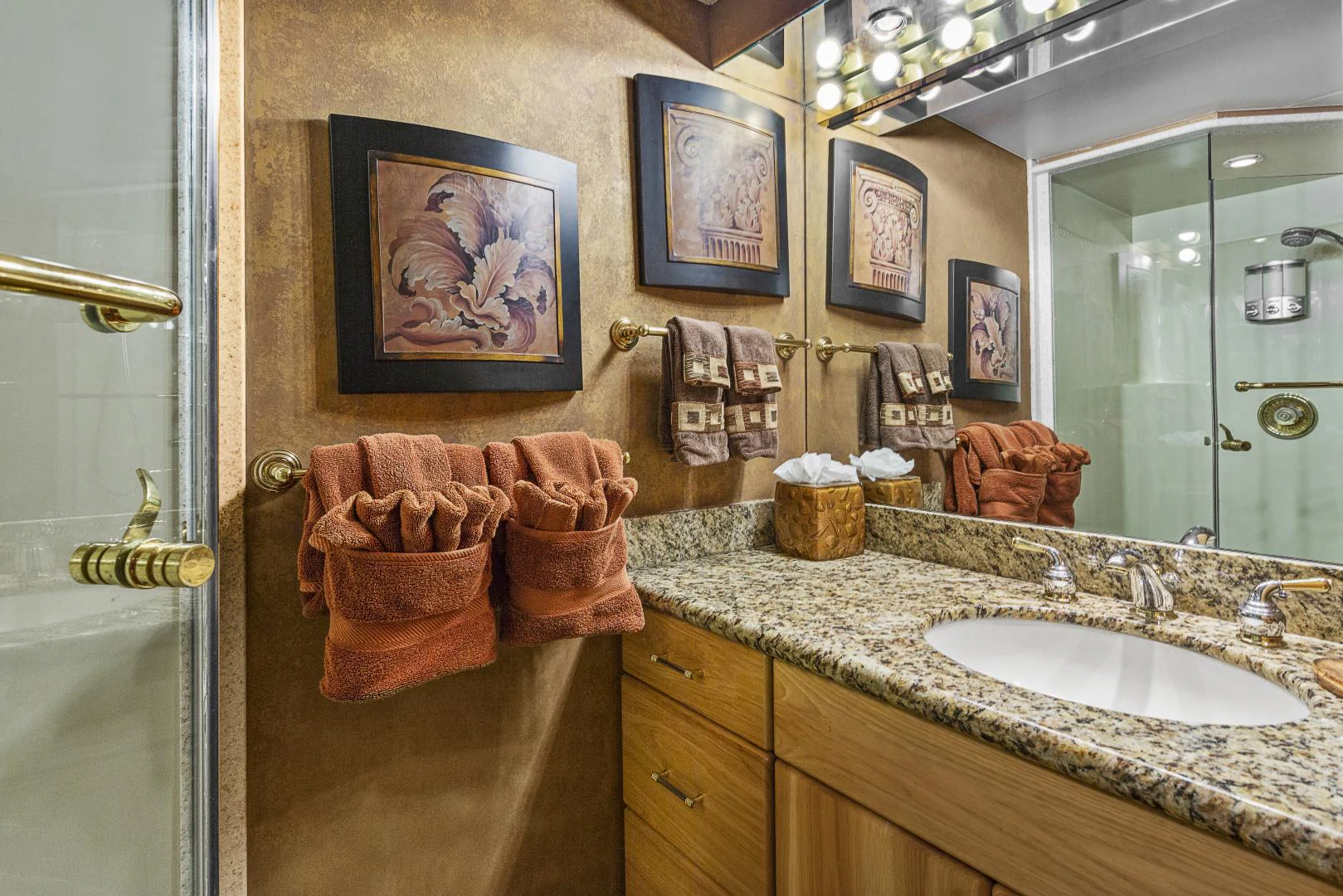a bathroom with a sink and a mirror aboard ISABELLA Yacht for Sale