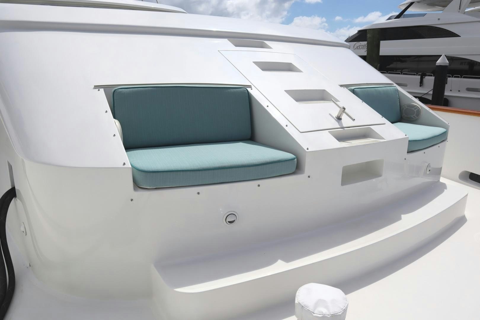the inside of a white car aboard ELIZABETH Yacht for Sale