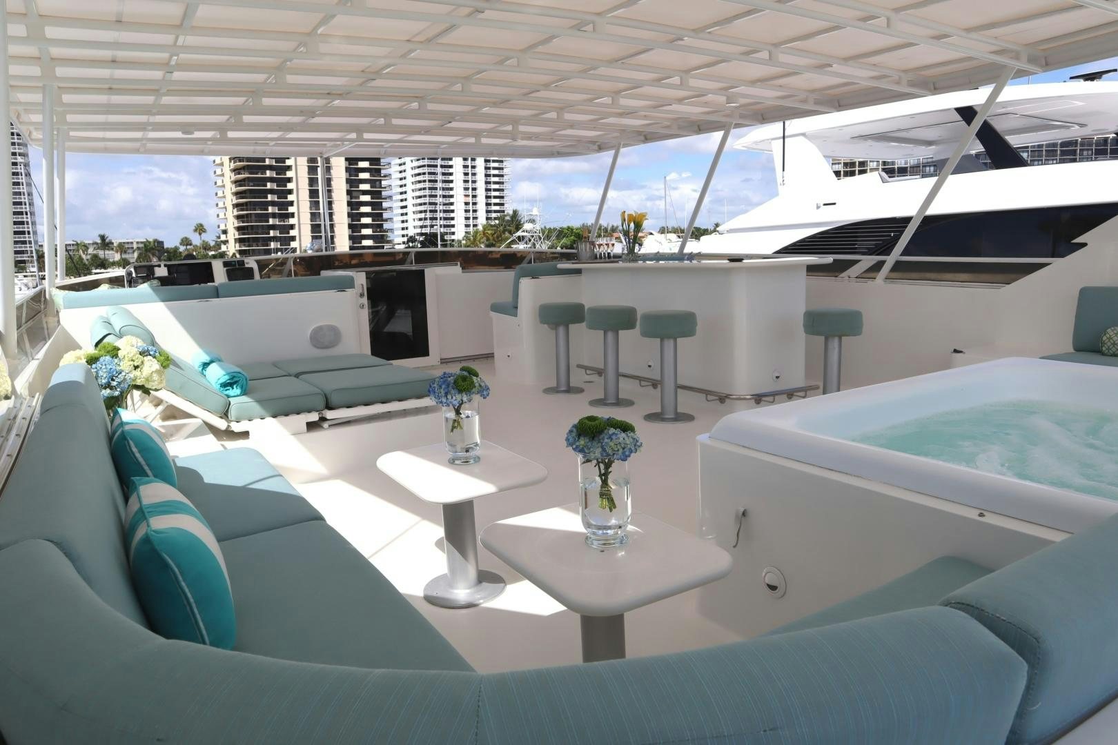 a room with a table and chairs aboard ELIZABETH Yacht for Sale
