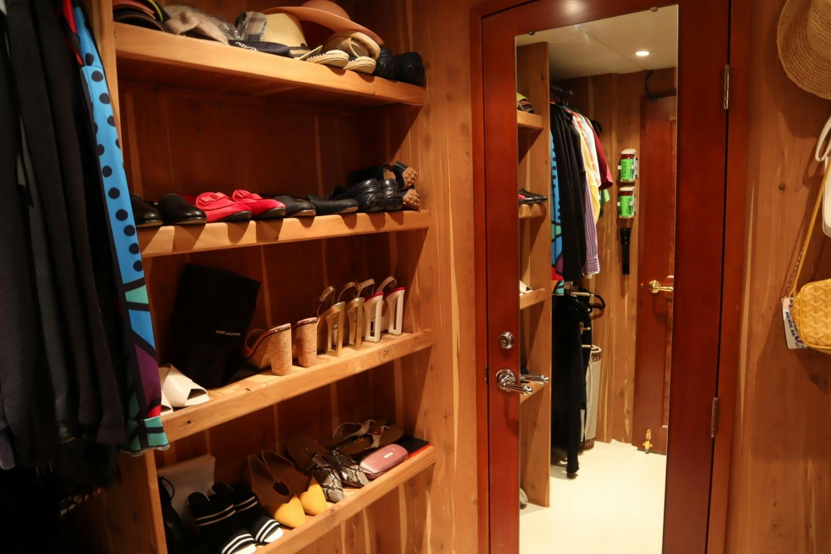 a closet full of clothes aboard ELIZABETH Yacht for Sale