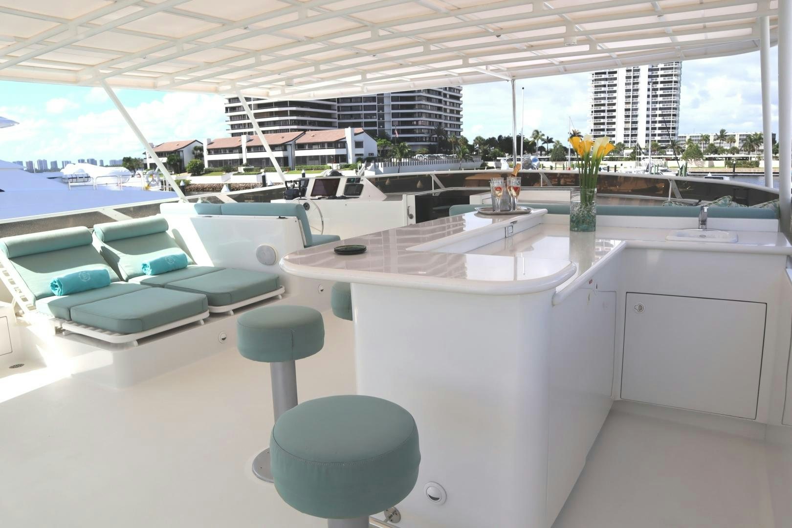 a room with a table and chairs aboard ELIZABETH Yacht for Sale