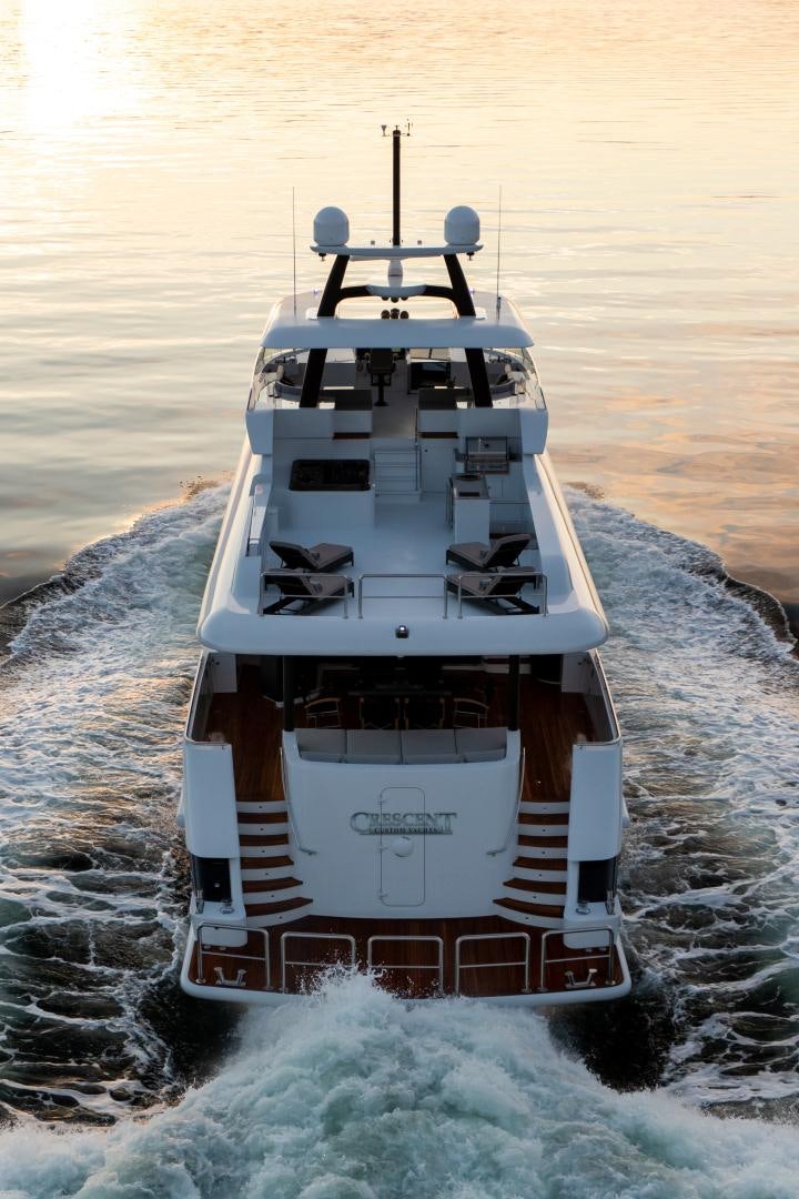 a space ship in the water aboard CRESCENT 117 Yacht for Sale