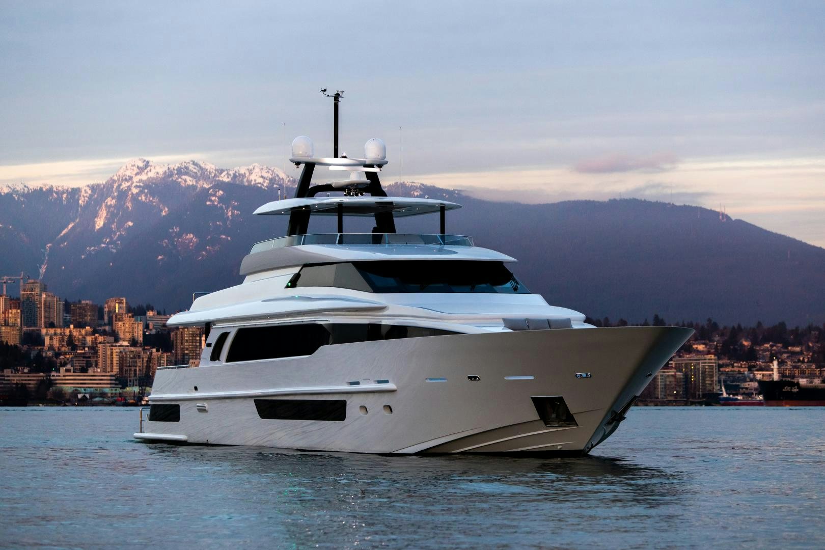 a white yacht on the water aboard CRESCENT 117 Yacht for Sale