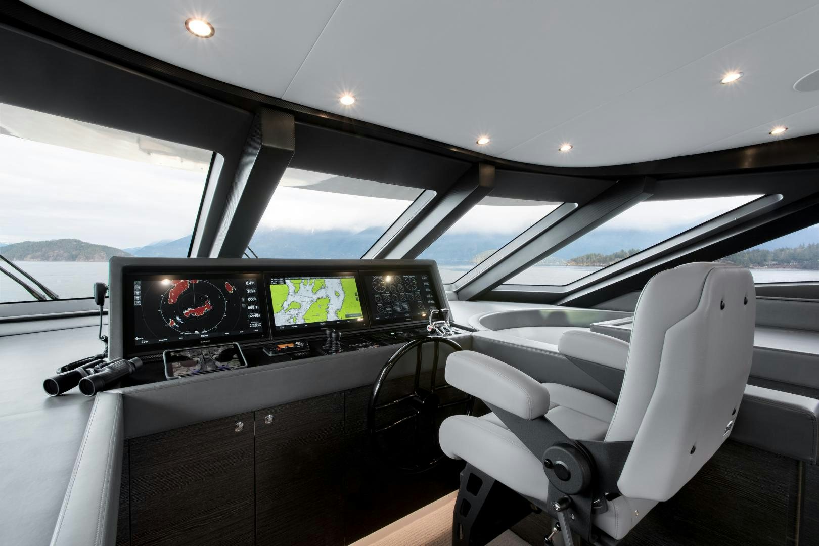inside of a car aboard CRESCENT 117 Yacht for Sale
