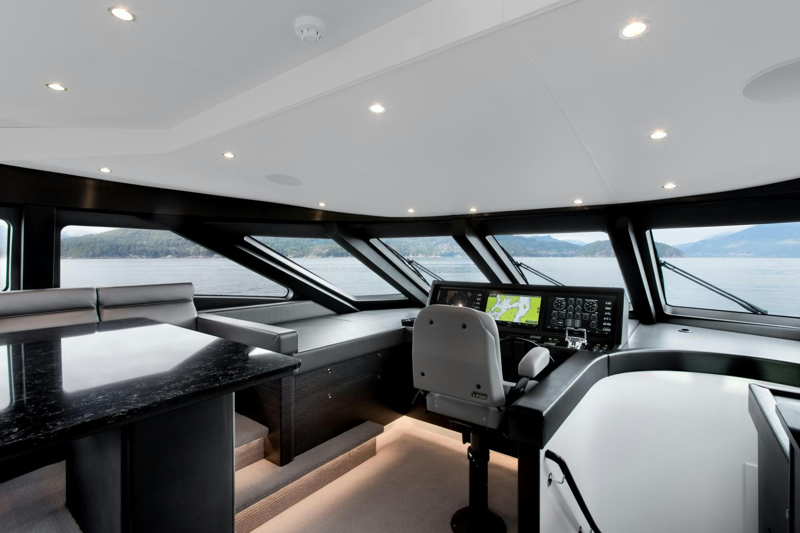 inside of a car aboard CRESCENT 117 Yacht for Sale