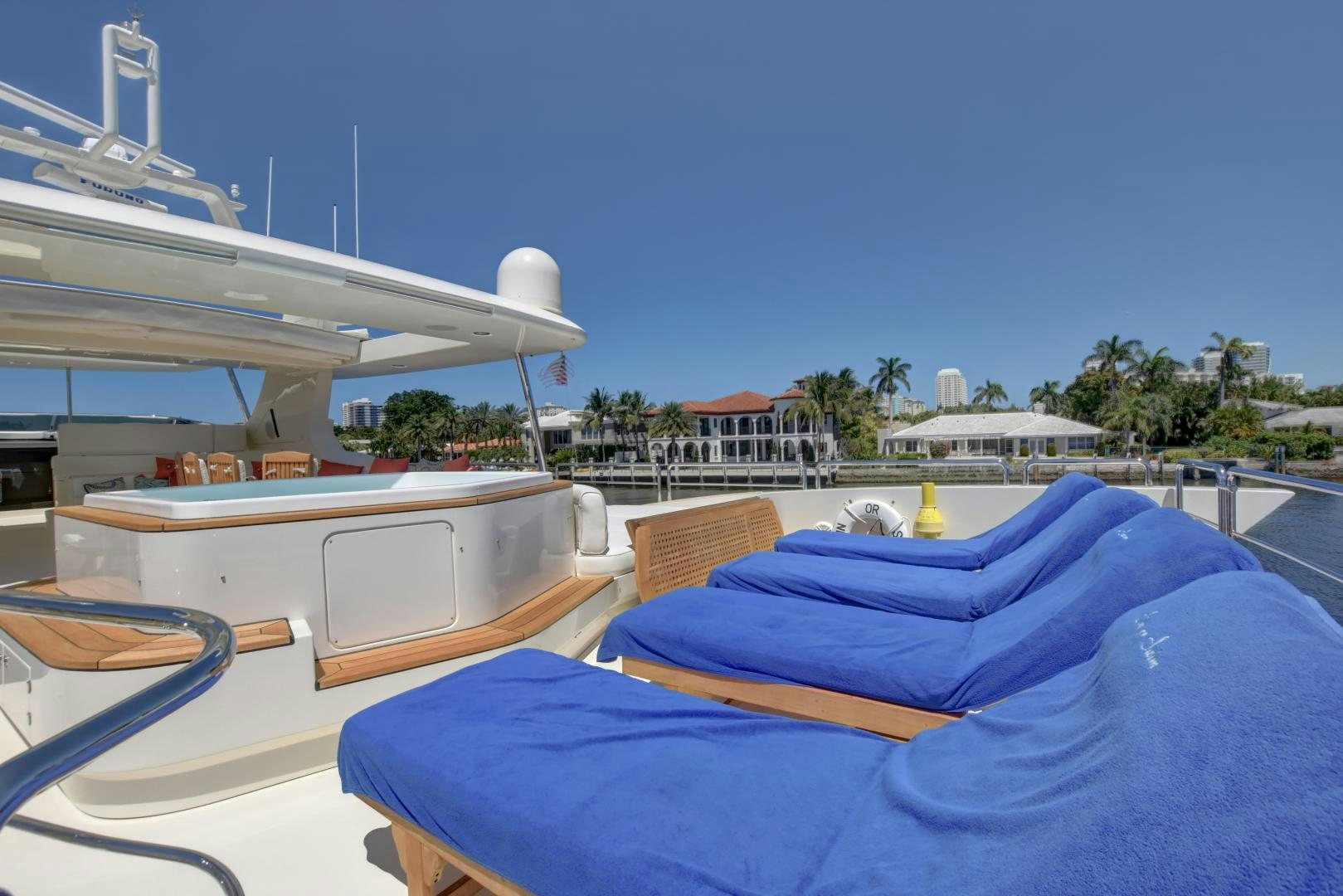 a boat on the water aboard SIN OR SWIM Yacht for Sale