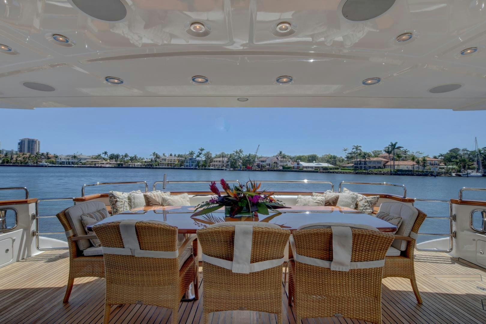 a table set for a wedding aboard SIN OR SWIM Yacht for Sale