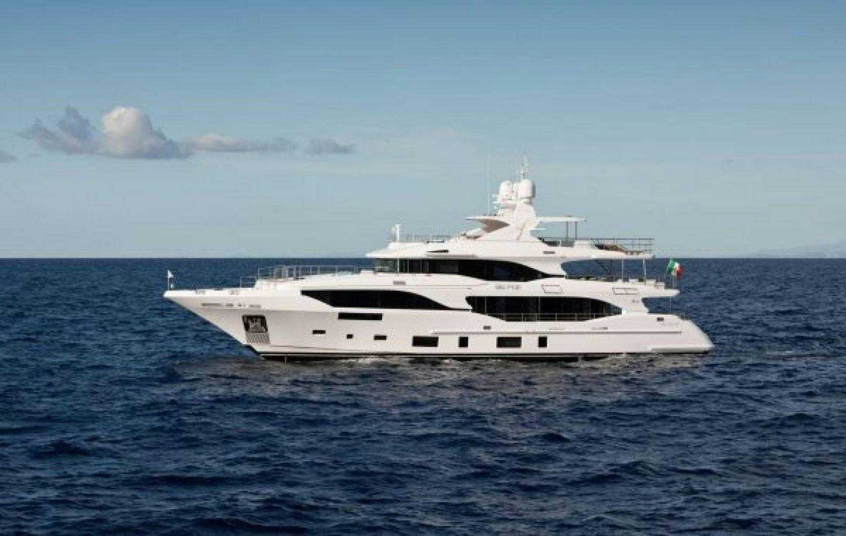 a white yacht in the water aboard BENETTI MEDITERRANEO 116  Yacht for Sale