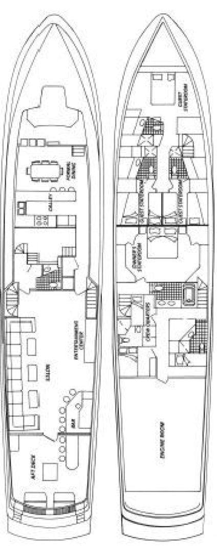 diagram, engineering drawing aboard THUNDERBALL Yacht for Sale