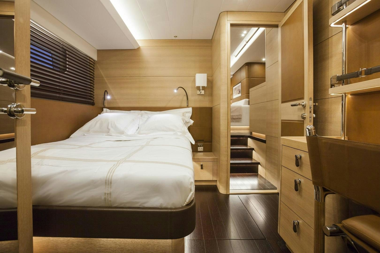 a bed in a room aboard DARLIN Yacht for Sale