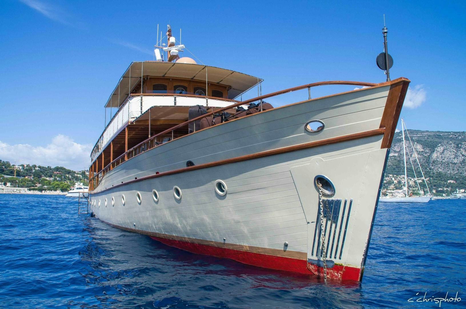 a large boat in the water aboard OVER THE RAINBOW OF LONDON Yacht for Sale