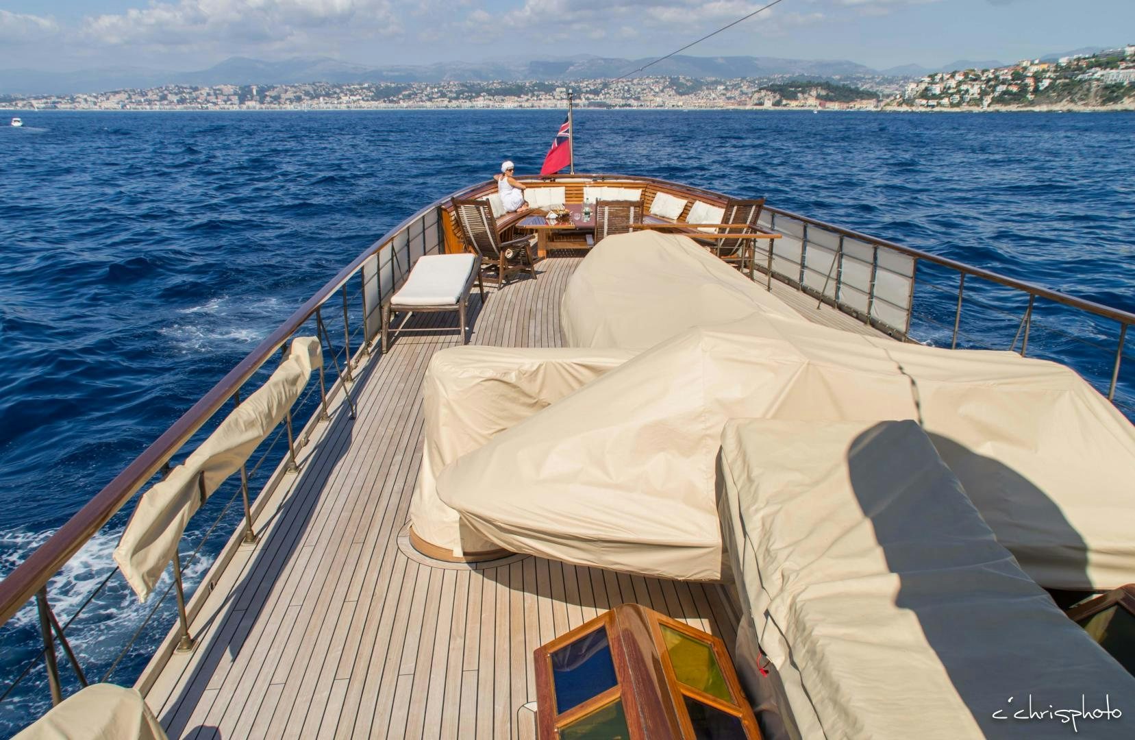 a boat on the water aboard OVER THE RAINBOW OF LONDON Yacht for Sale