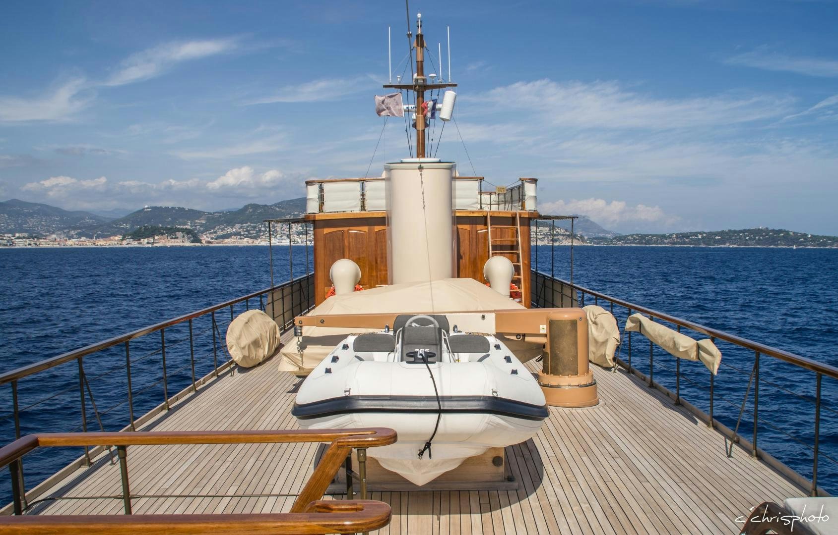 a boat on a dock aboard OVER THE RAINBOW OF LONDON Yacht for Sale