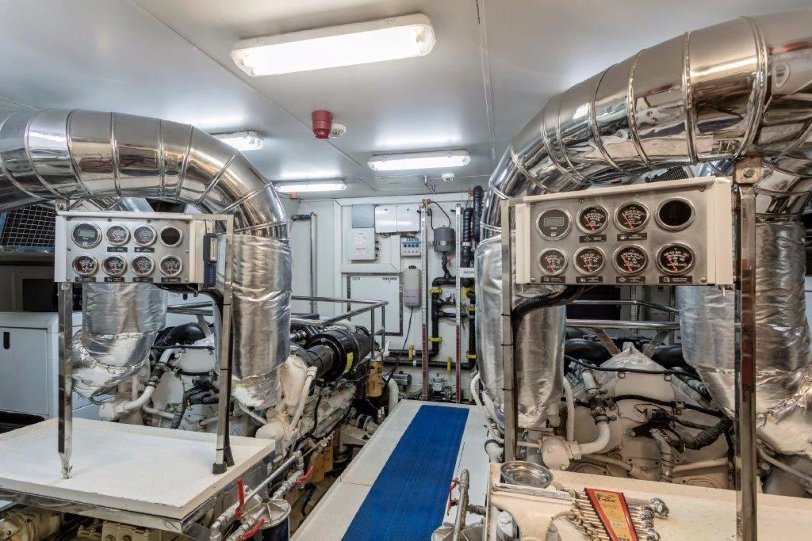 a large machine with large machines aboard M&M Yacht for Sale