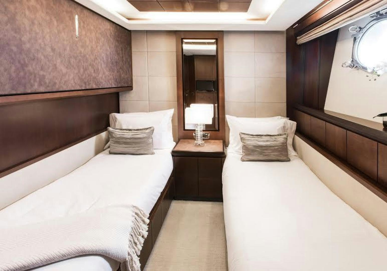 a room with two beds aboard TAIL LIGHTS Yacht for Sale