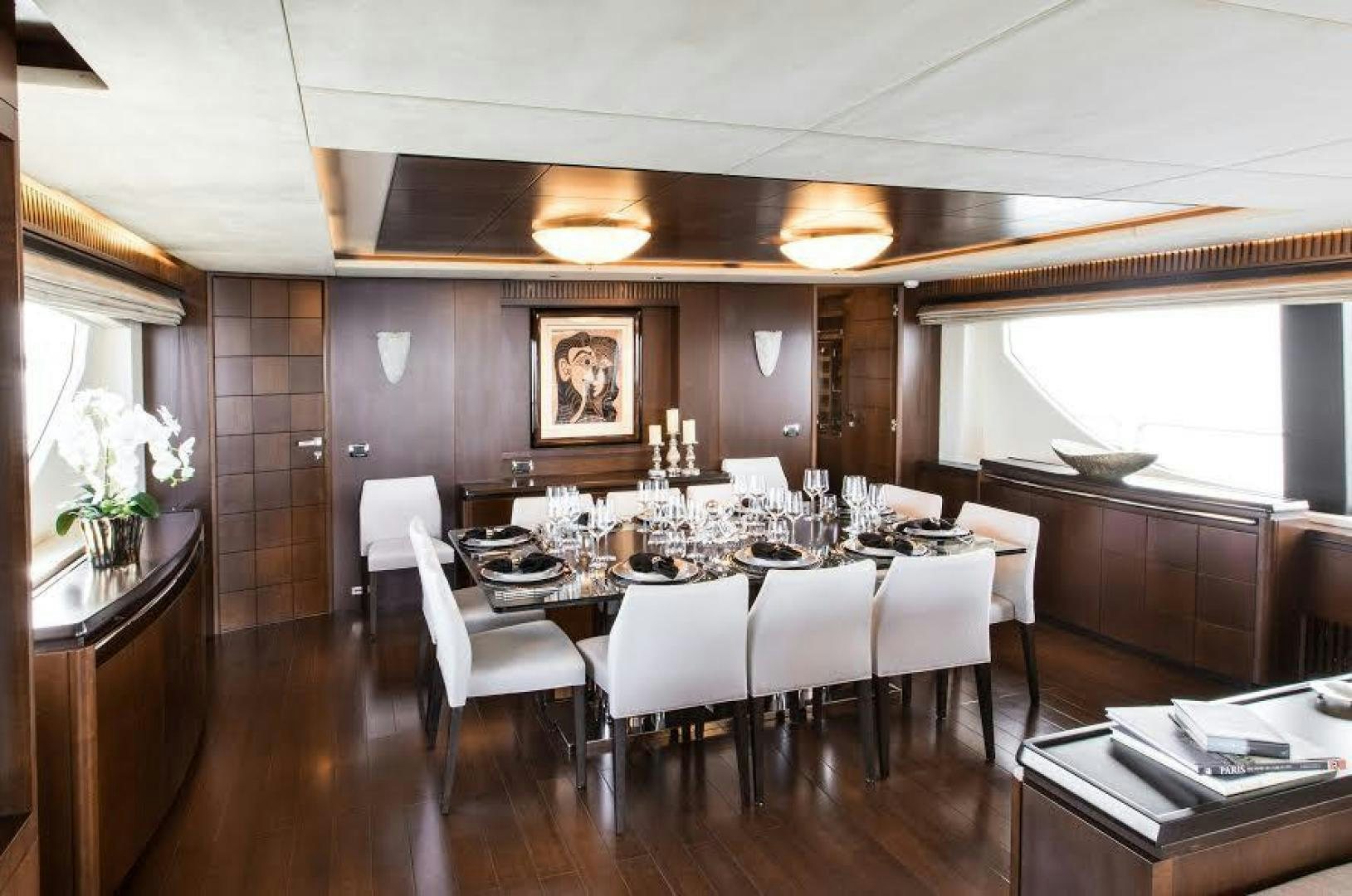 a dining room with a table and chairs aboard TAIL LIGHTS Yacht for Sale