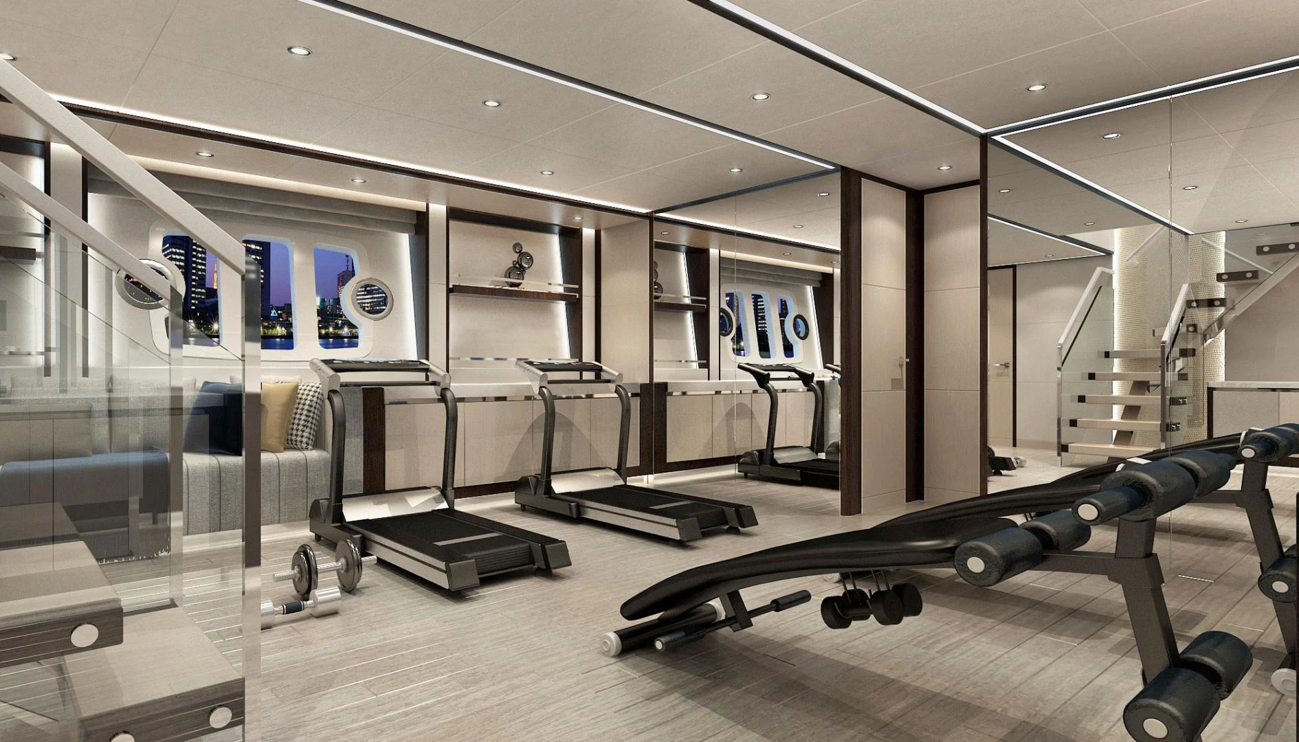 a room with a gym aboard ASTERIA 112/04 Yacht for Sale