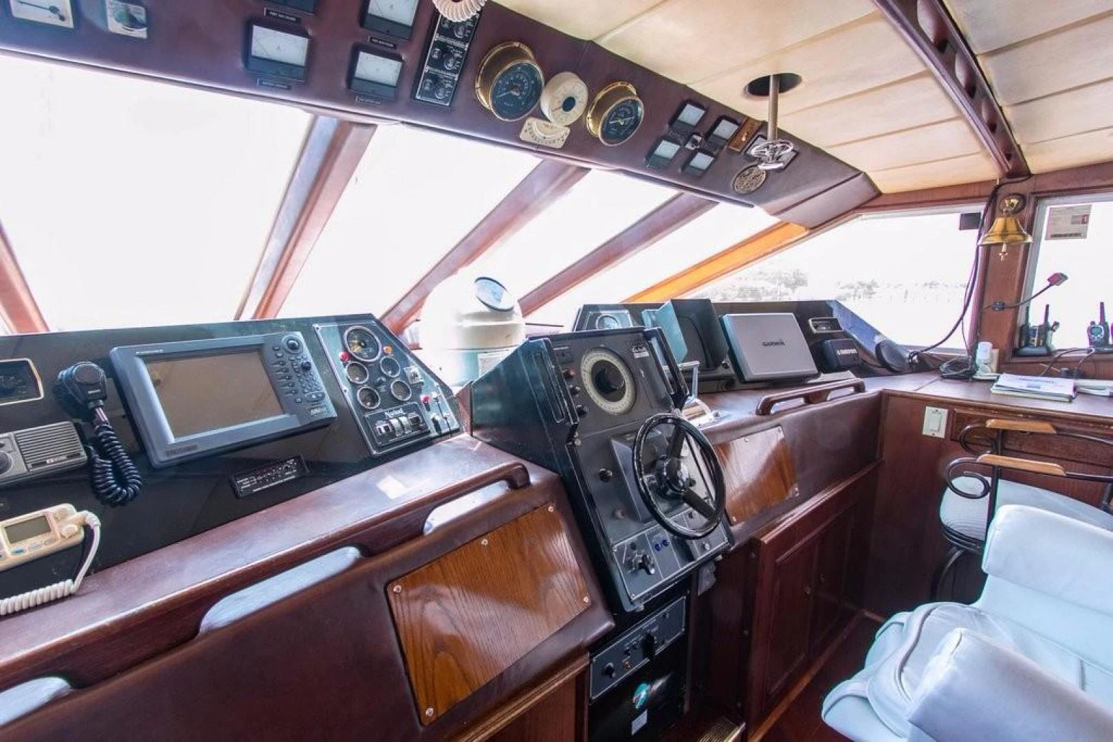 a control panel in a vehicle aboard TIMELESS Yacht for Sale