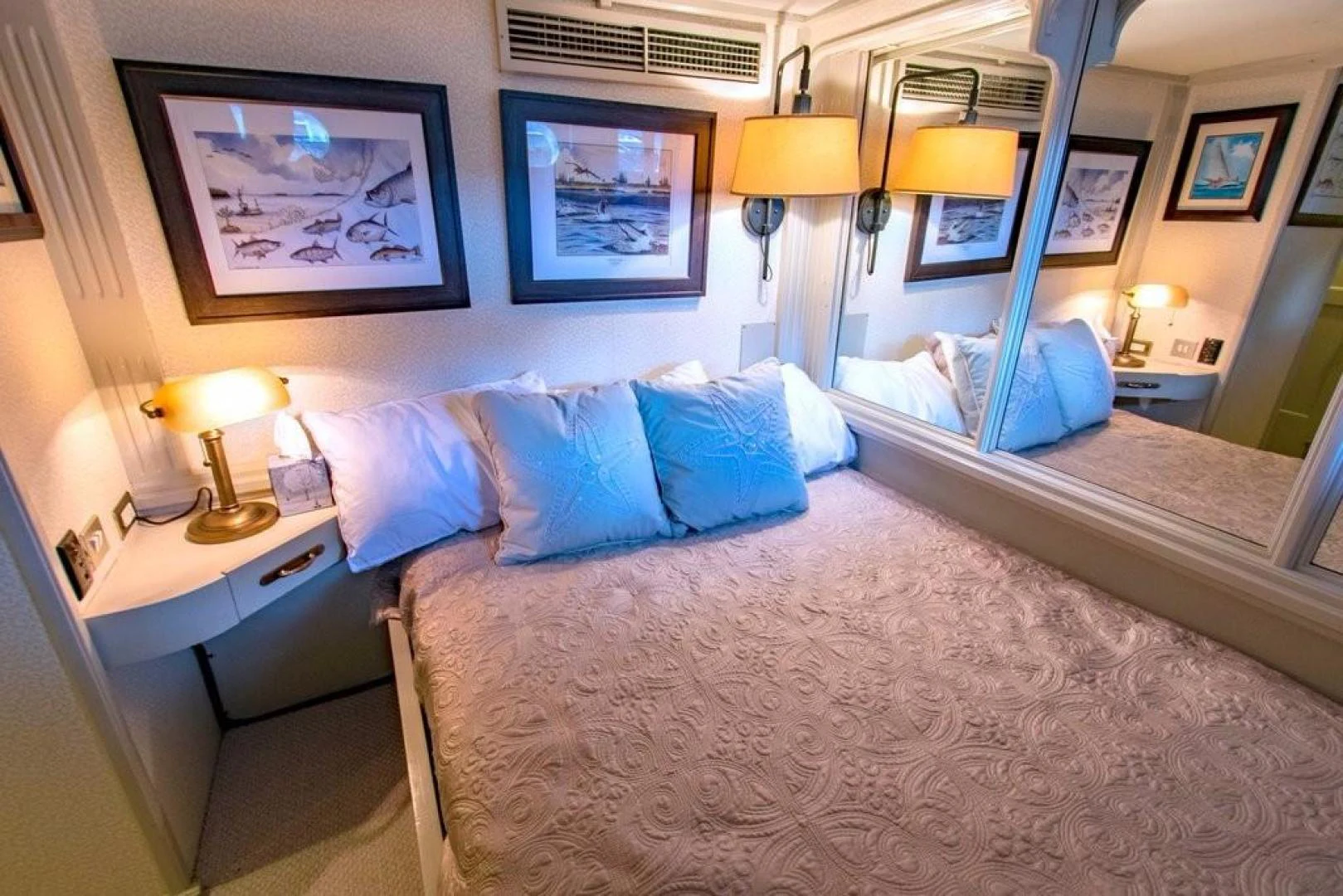 a bed with a large bed aboard TIMELESS Yacht for Sale