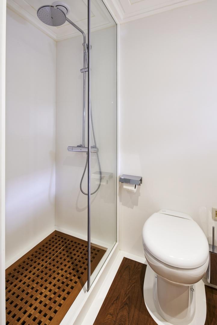 a shower unit and toilet aboard OLDE SALT Yacht for Sale