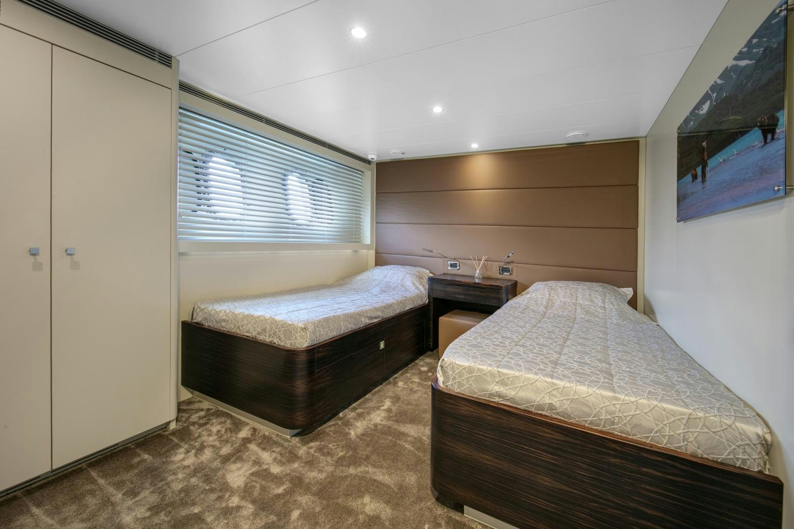 a couple of beds in a room aboard Y42 Yacht for Sale