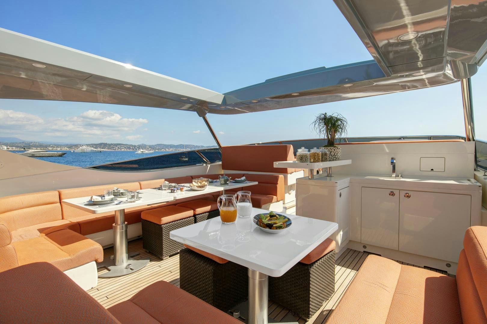 a room with a table and chairs aboard Y42 Yacht for Sale