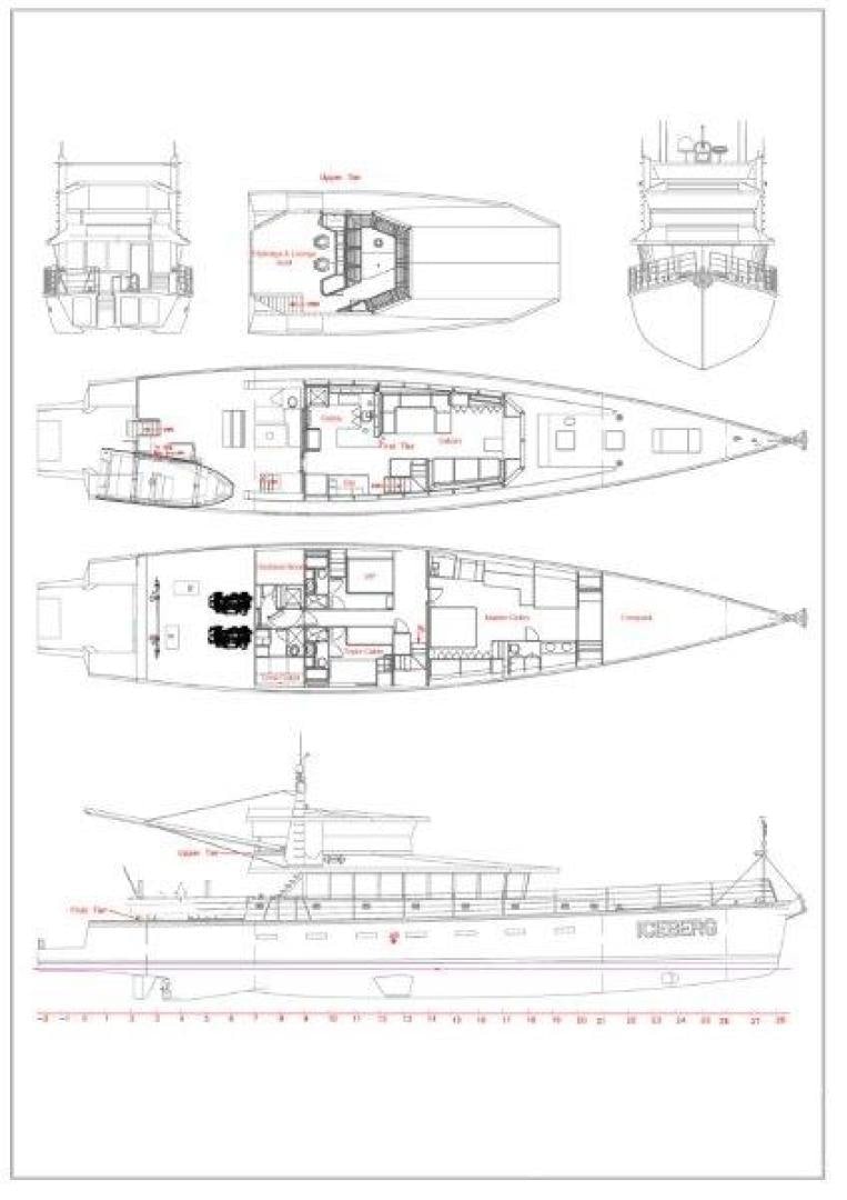 diagram, engineering drawing aboard ICEBERG Yacht for Sale