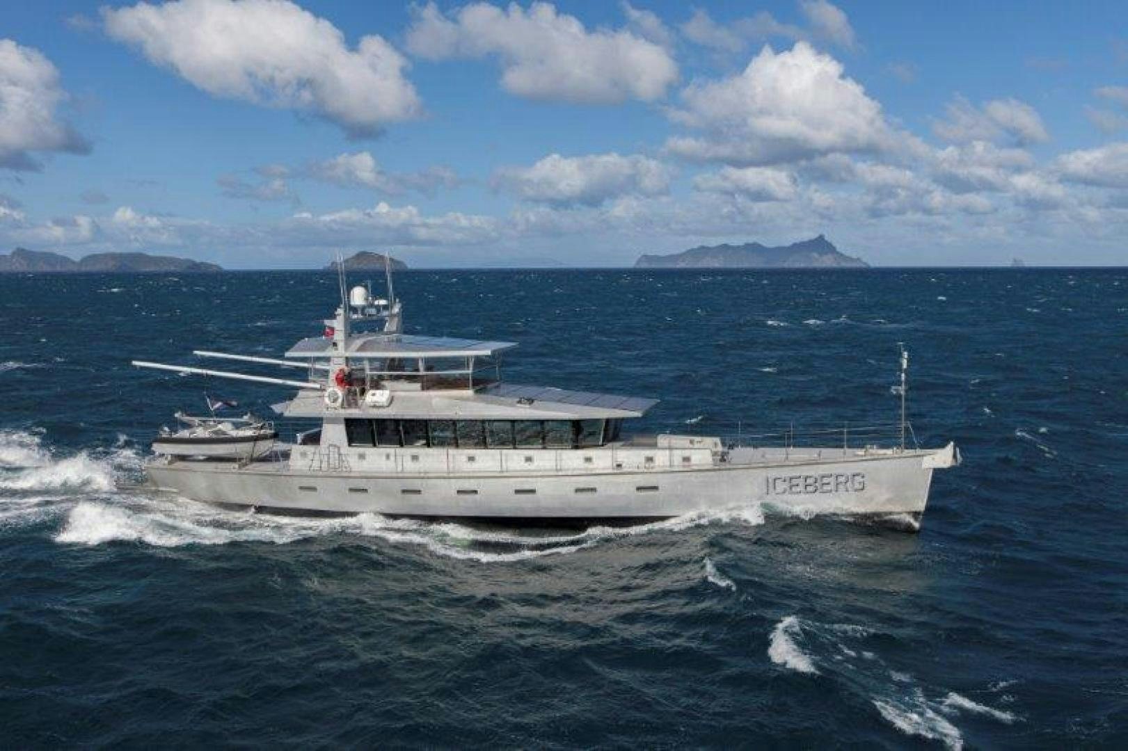 a large white ship aboard ICEBERG Yacht for Sale