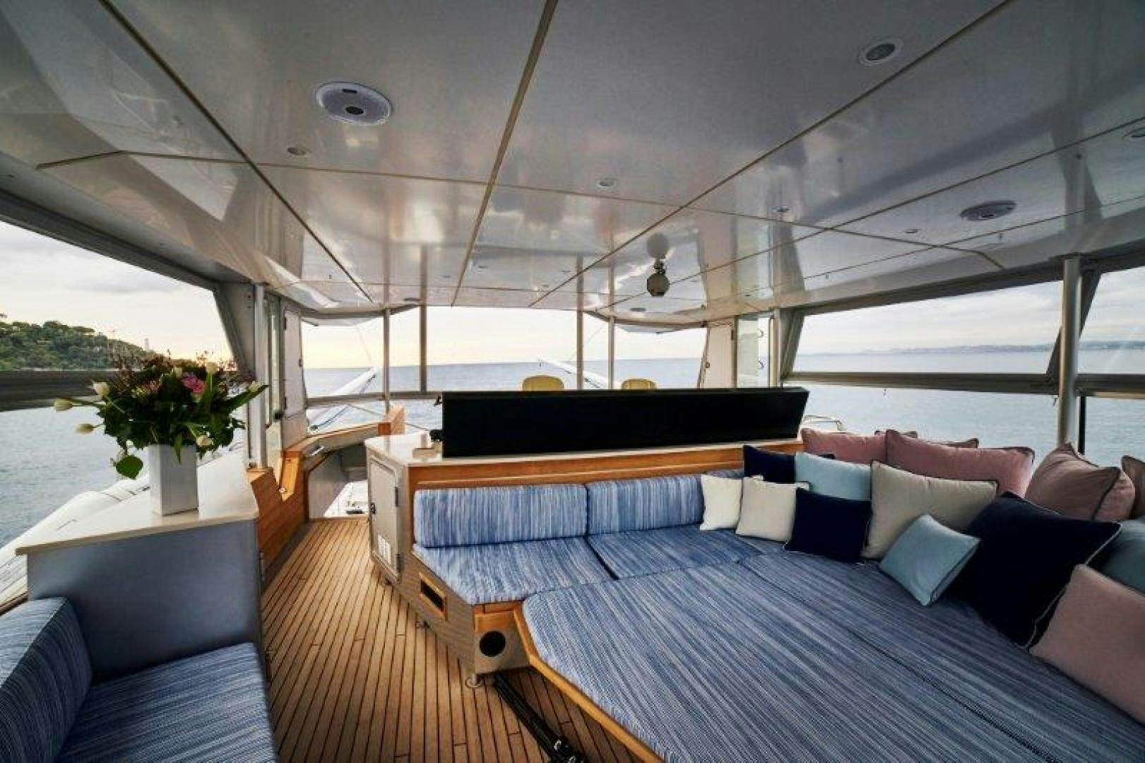 a bed in a room aboard ICEBERG Yacht for Sale