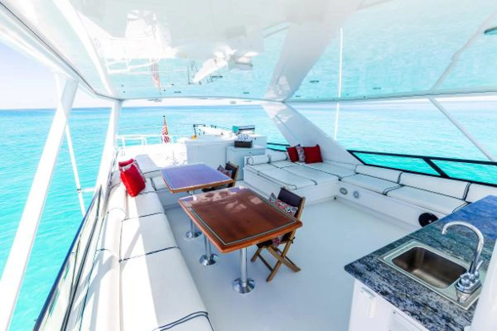 a table on a boat aboard IL CAPO Yacht for Sale