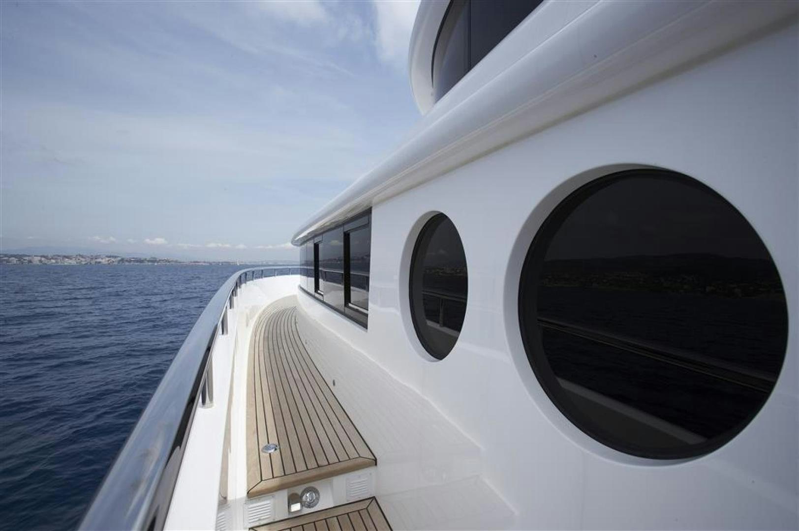 the front of a boat aboard JOHNSON 110 FLYBRIDGE Yacht for Charter