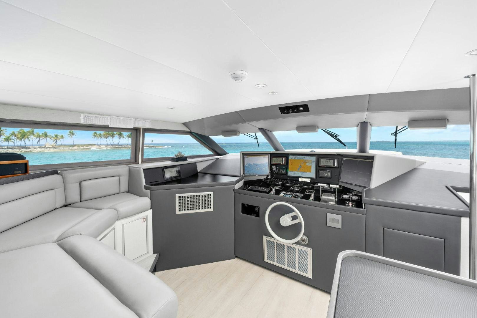 inside of a car aboard EXIT STRATEGY Yacht for Sale