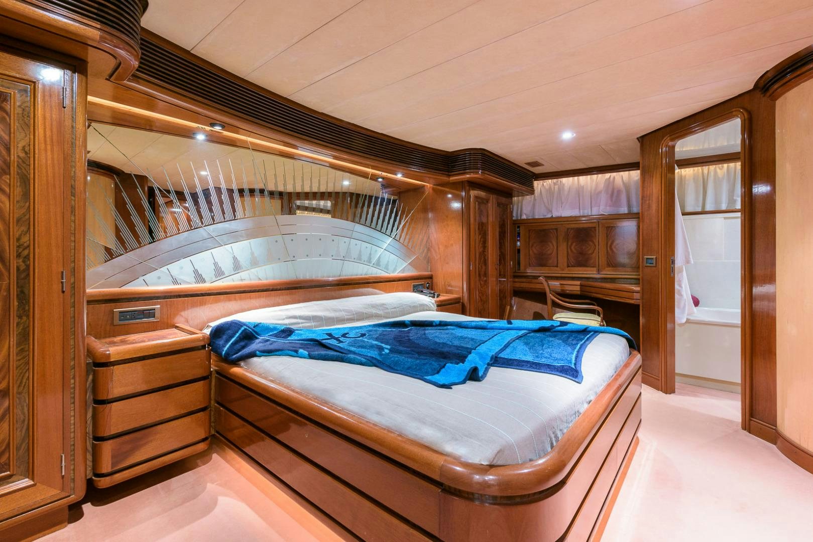 a bedroom with a bunk bed aboard ELBA Yacht for Sale
