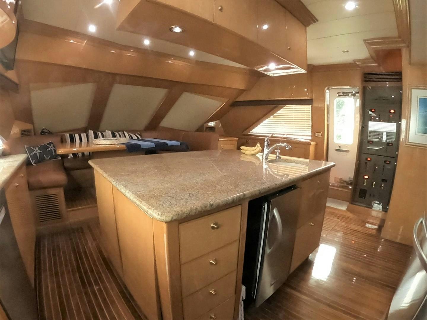 a kitchen with a large counter aboard SEAS THE DAY Yacht for Sale