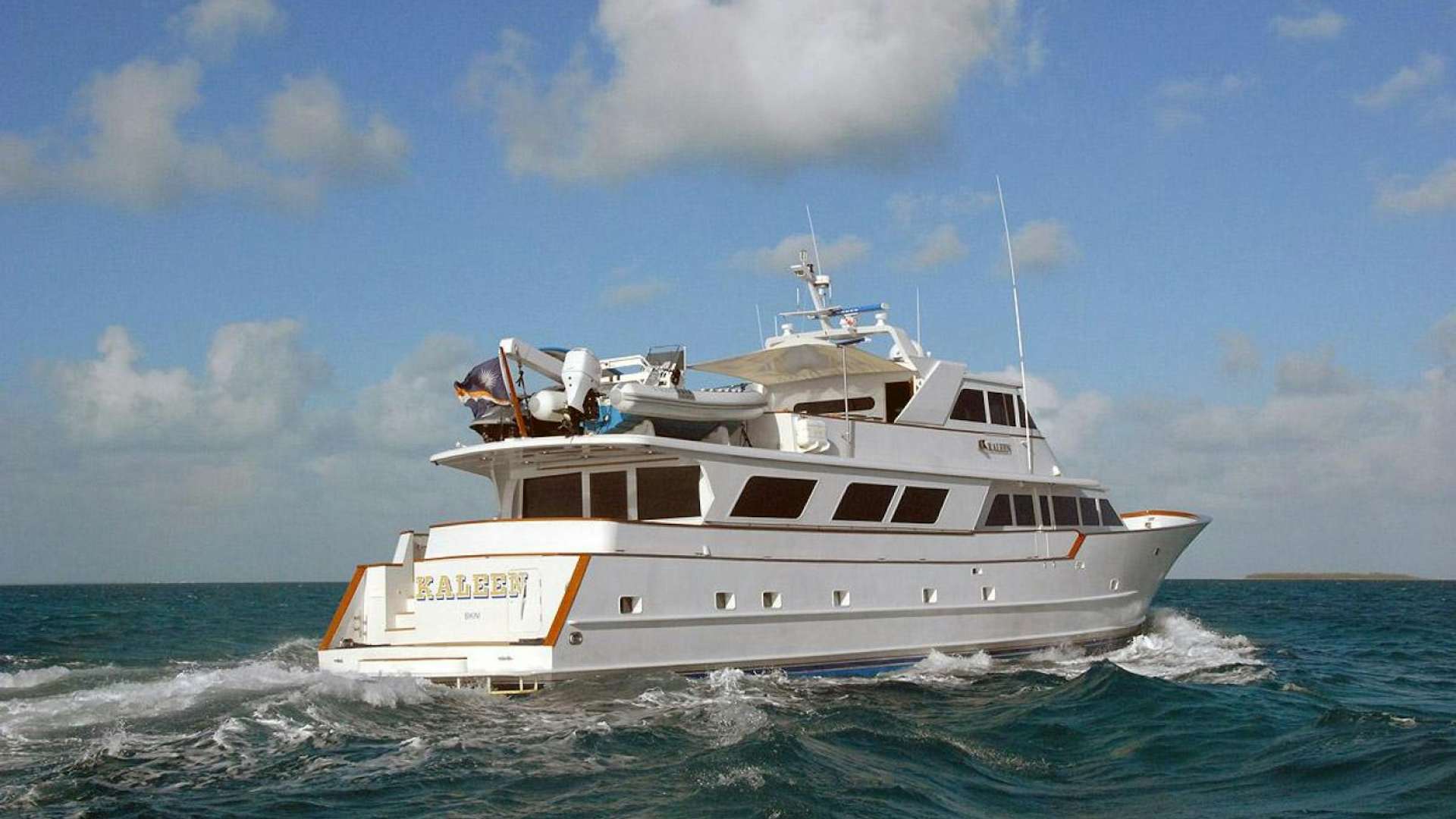 a boat in the water aboard KALEEN Yacht for Sale