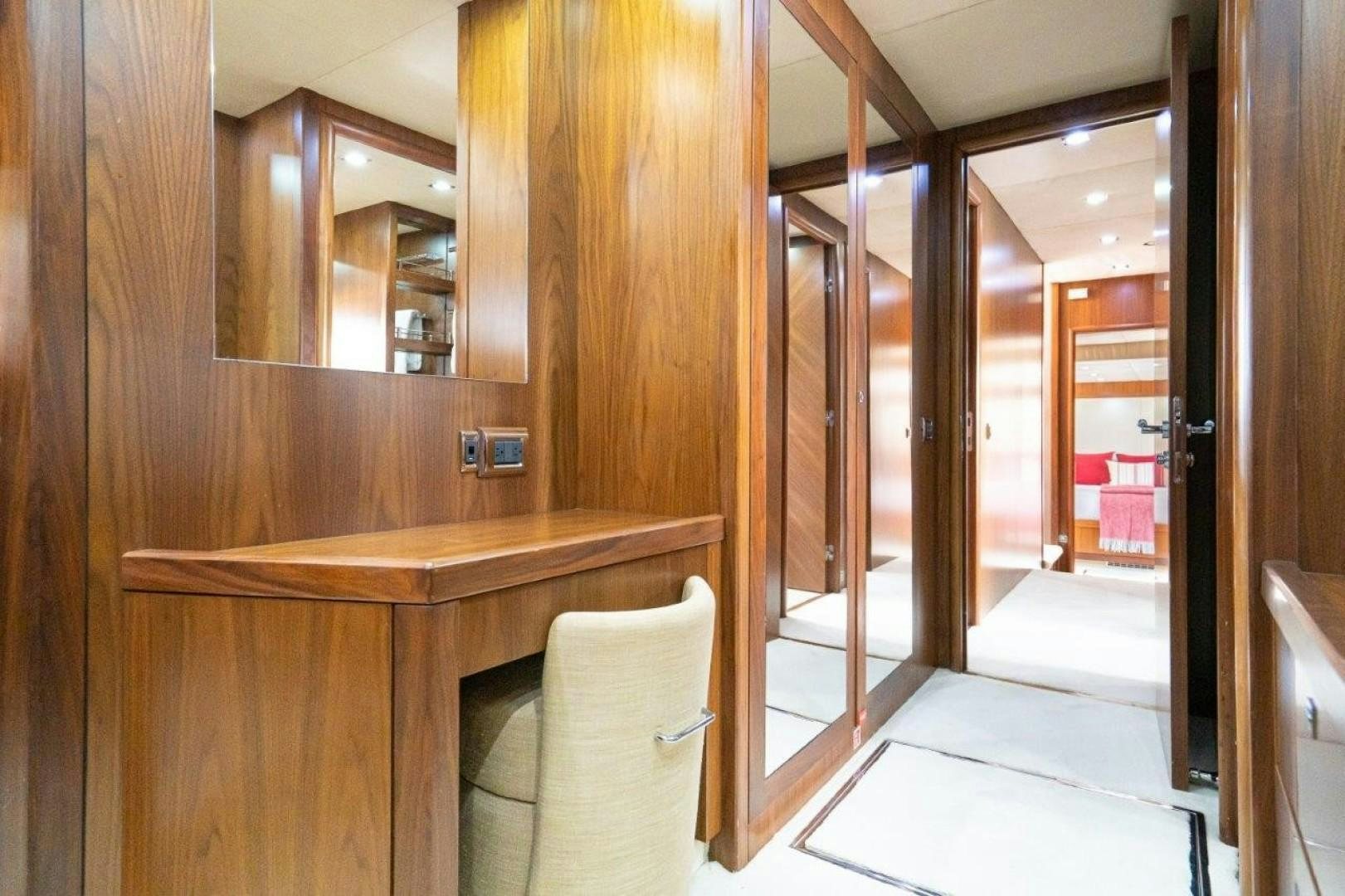 a bathroom with a large mirror aboard DOUBLE D Yacht for Sale