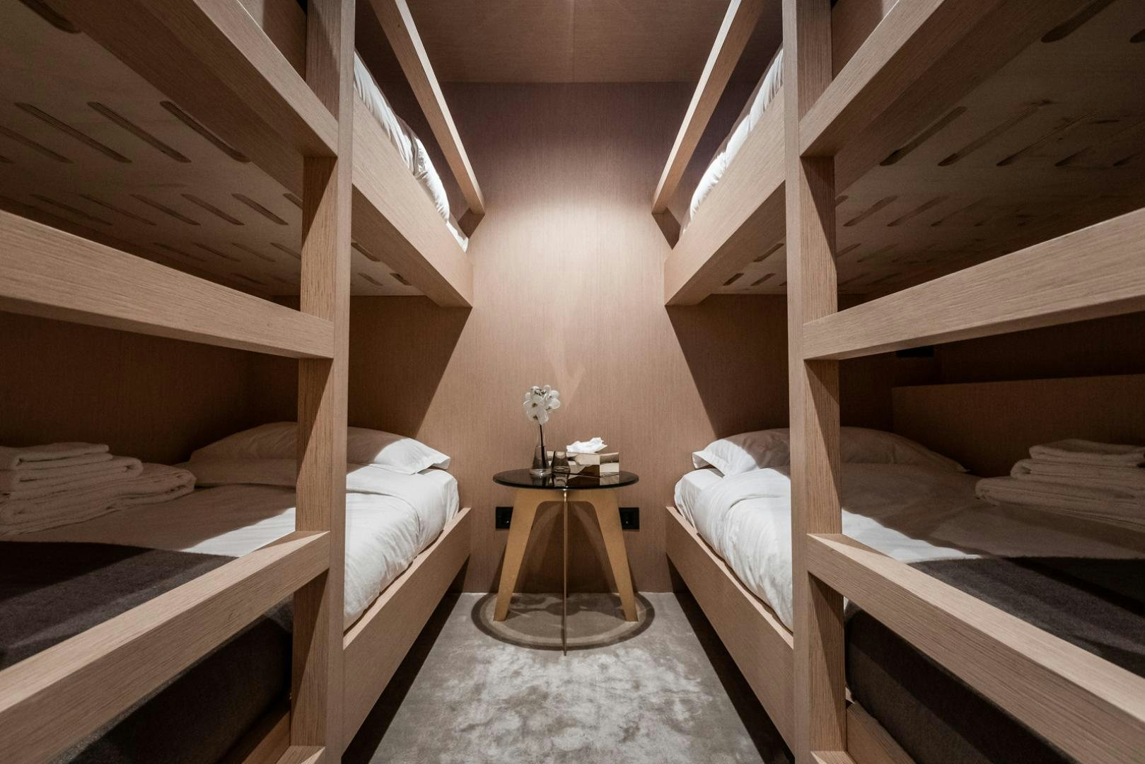 a room with bunk beds aboard NEOPRENE  Yacht for Sale