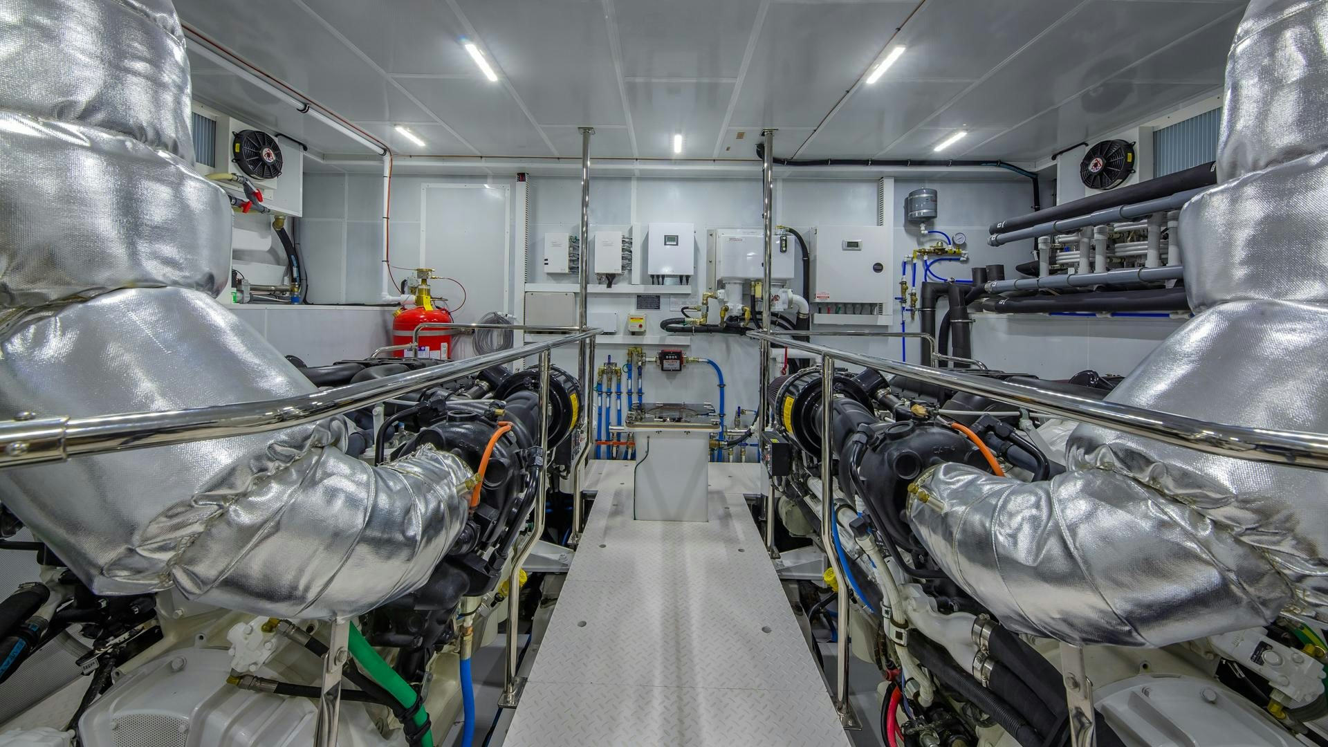 a room with machinery aboard RISK TAKER Yacht for Sale