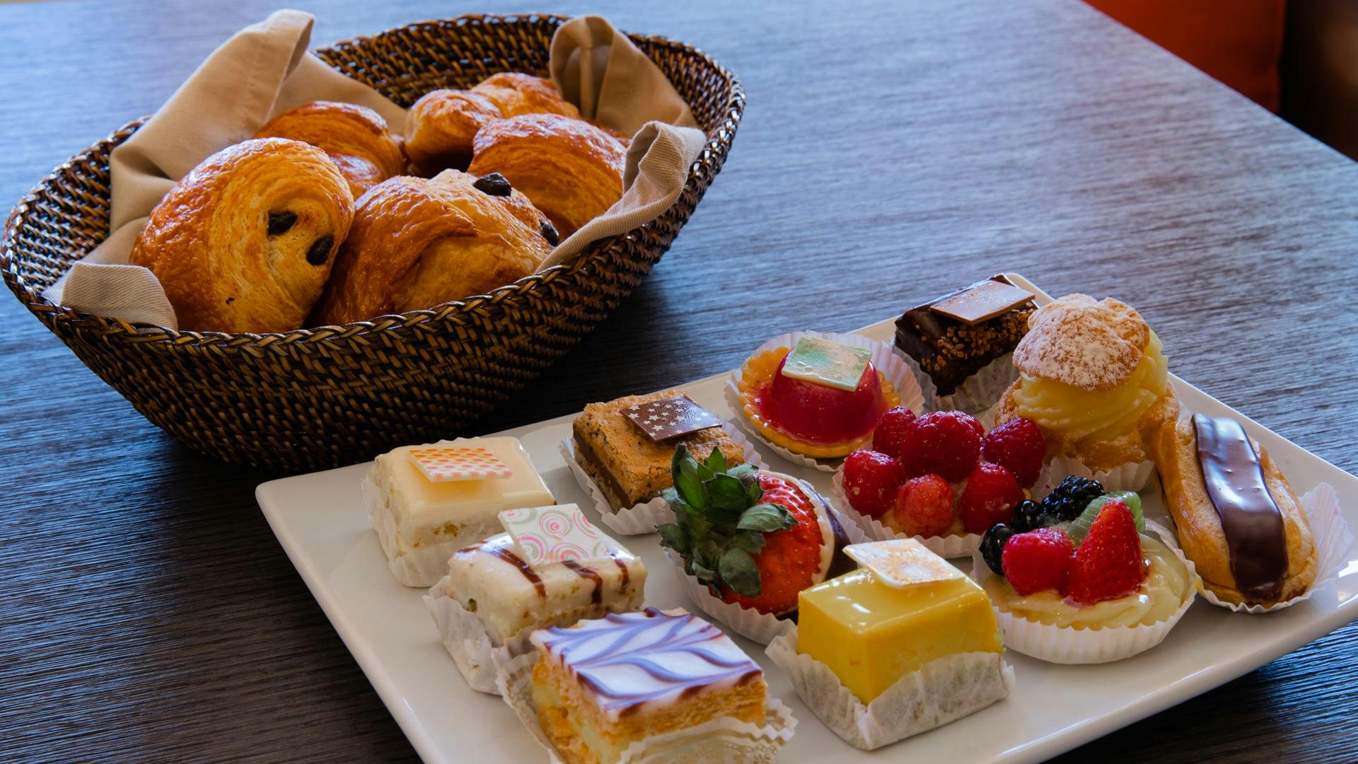 a basket of food aboard RISK TAKER Yacht for Sale