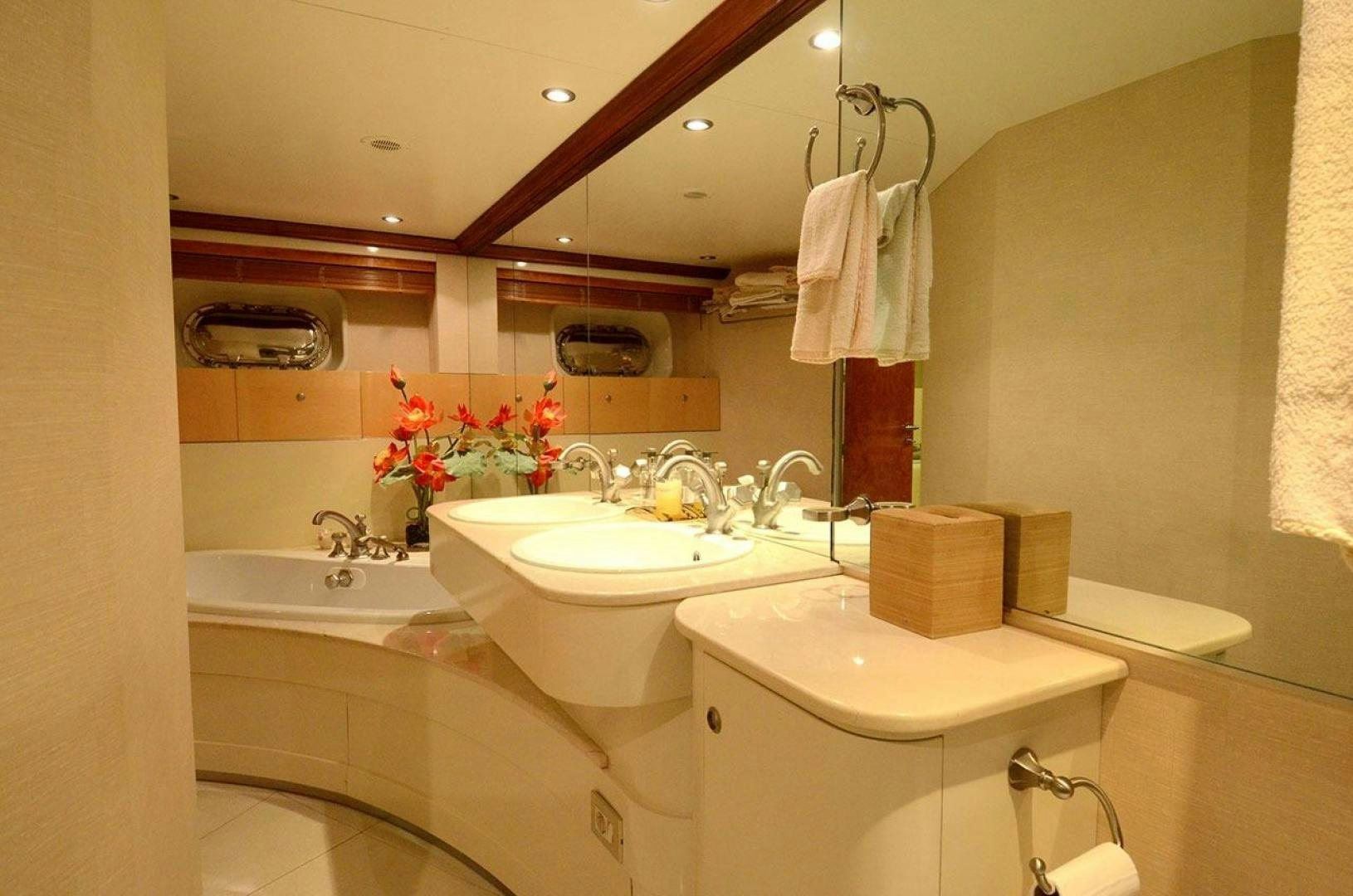 a bathroom with two sinks aboard LADY ARLENE Yacht for Sale