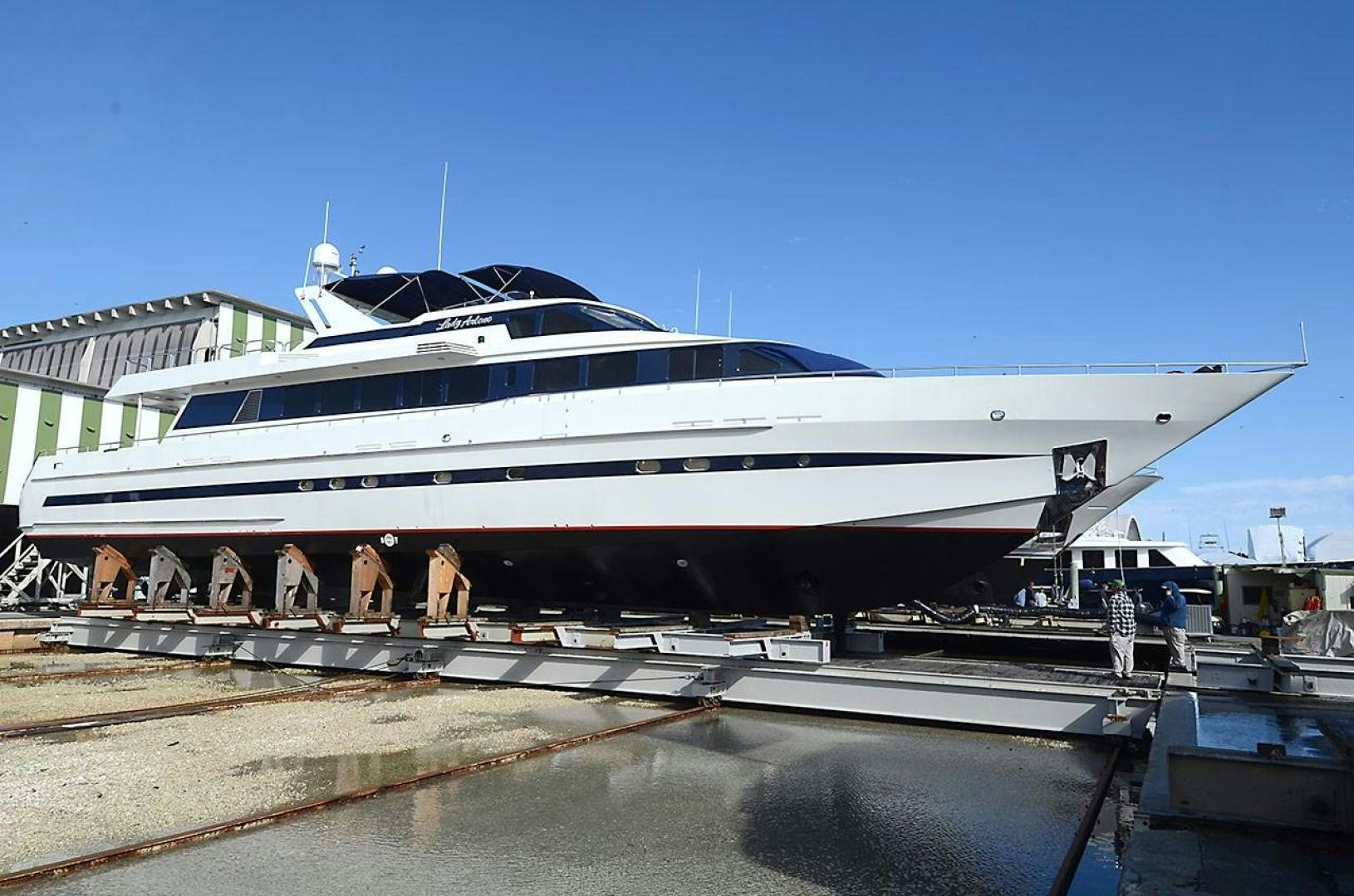 a large white boat aboard LADY ARLENE Yacht for Sale