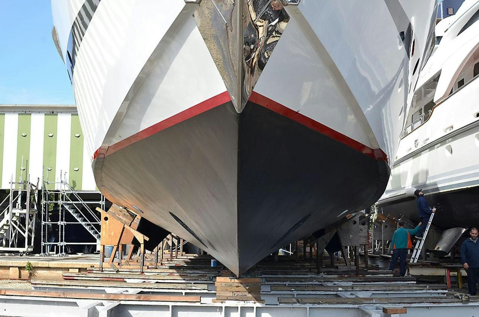 a large metal structure with a red and white striped roof aboard LADY ARLENE Yacht for Sale