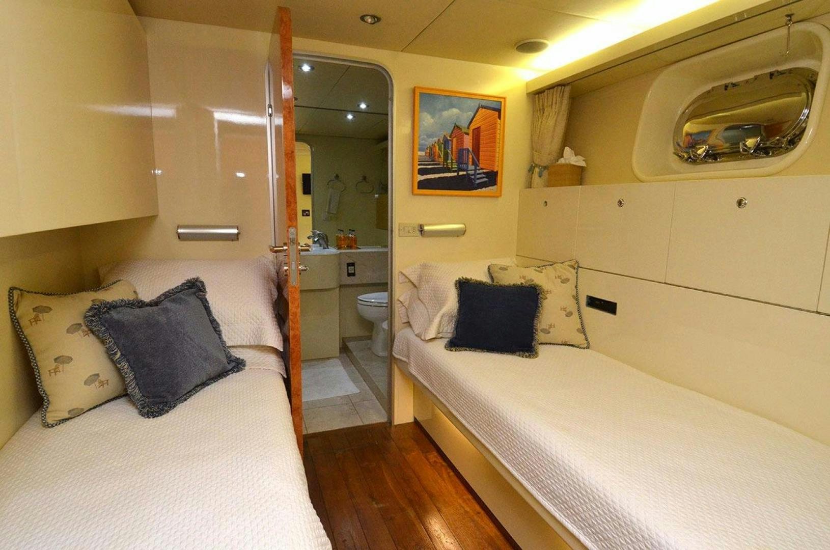 a room with two beds aboard LADY ARLENE Yacht for Sale