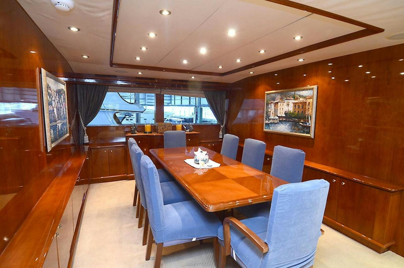 a dining room with a table aboard OUTTA TOUCH Yacht for Sale