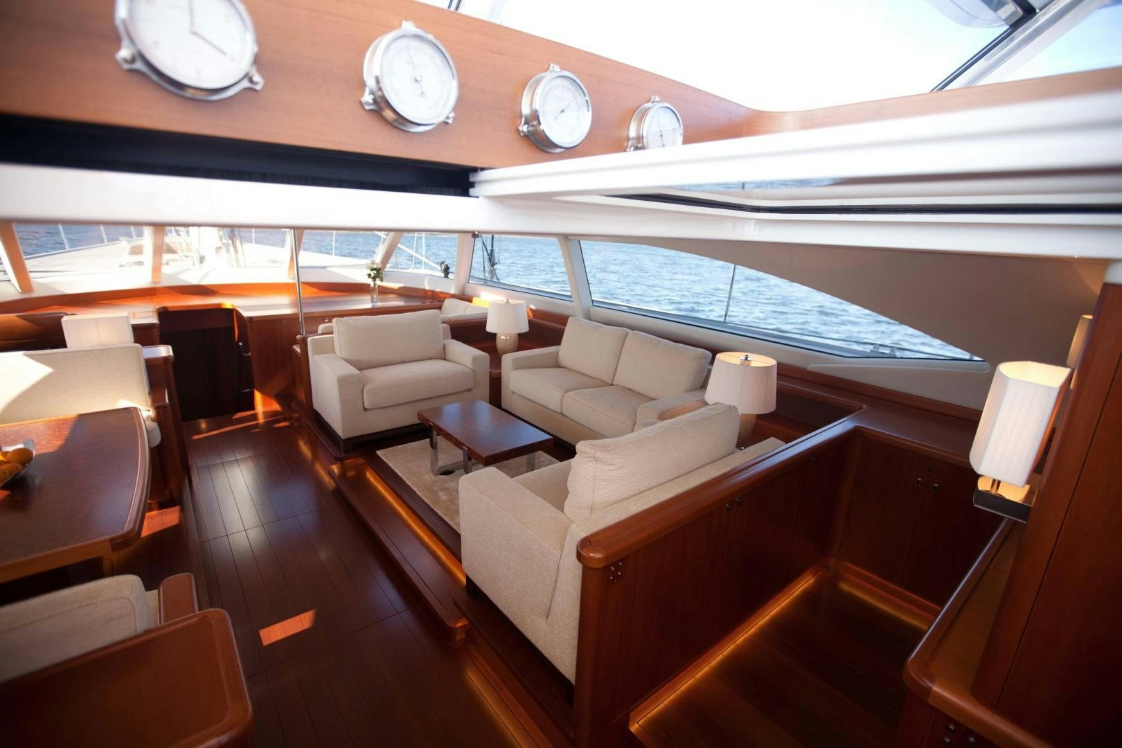 a room with a large window aboard CHILD OF LIR  Yacht for Sale