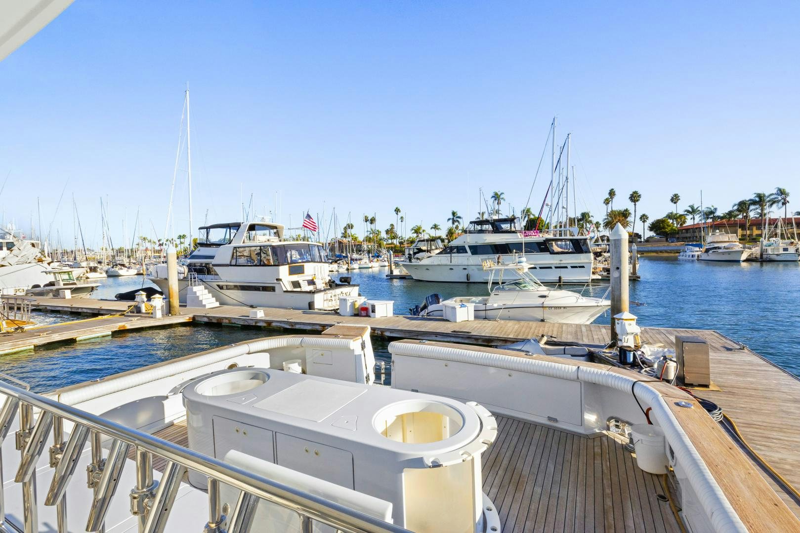 a boat dock with boats aboard ILLEAGLE Yacht for Sale