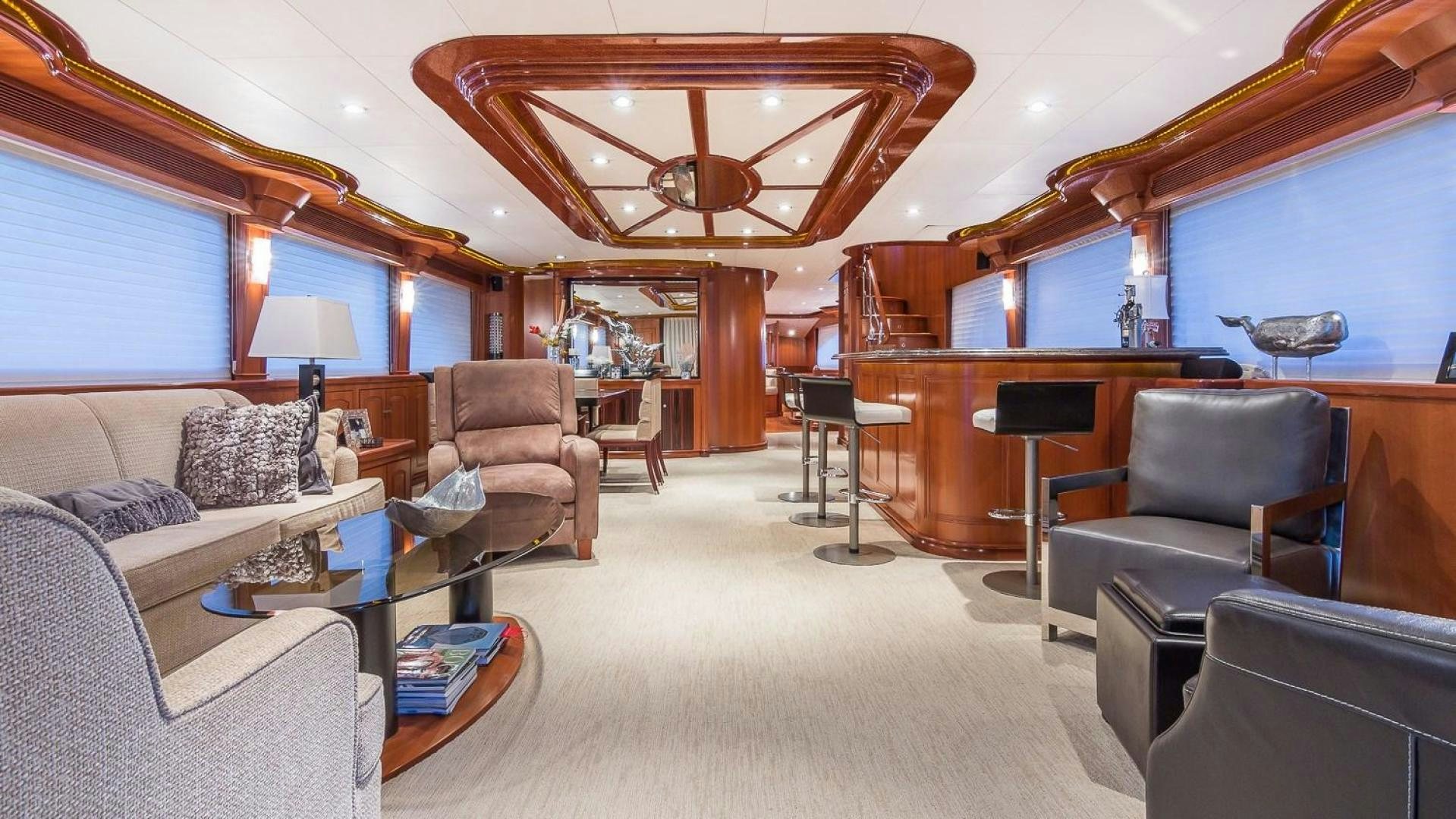 a living room with a large ceiling aboard D FENCE Yacht for Sale