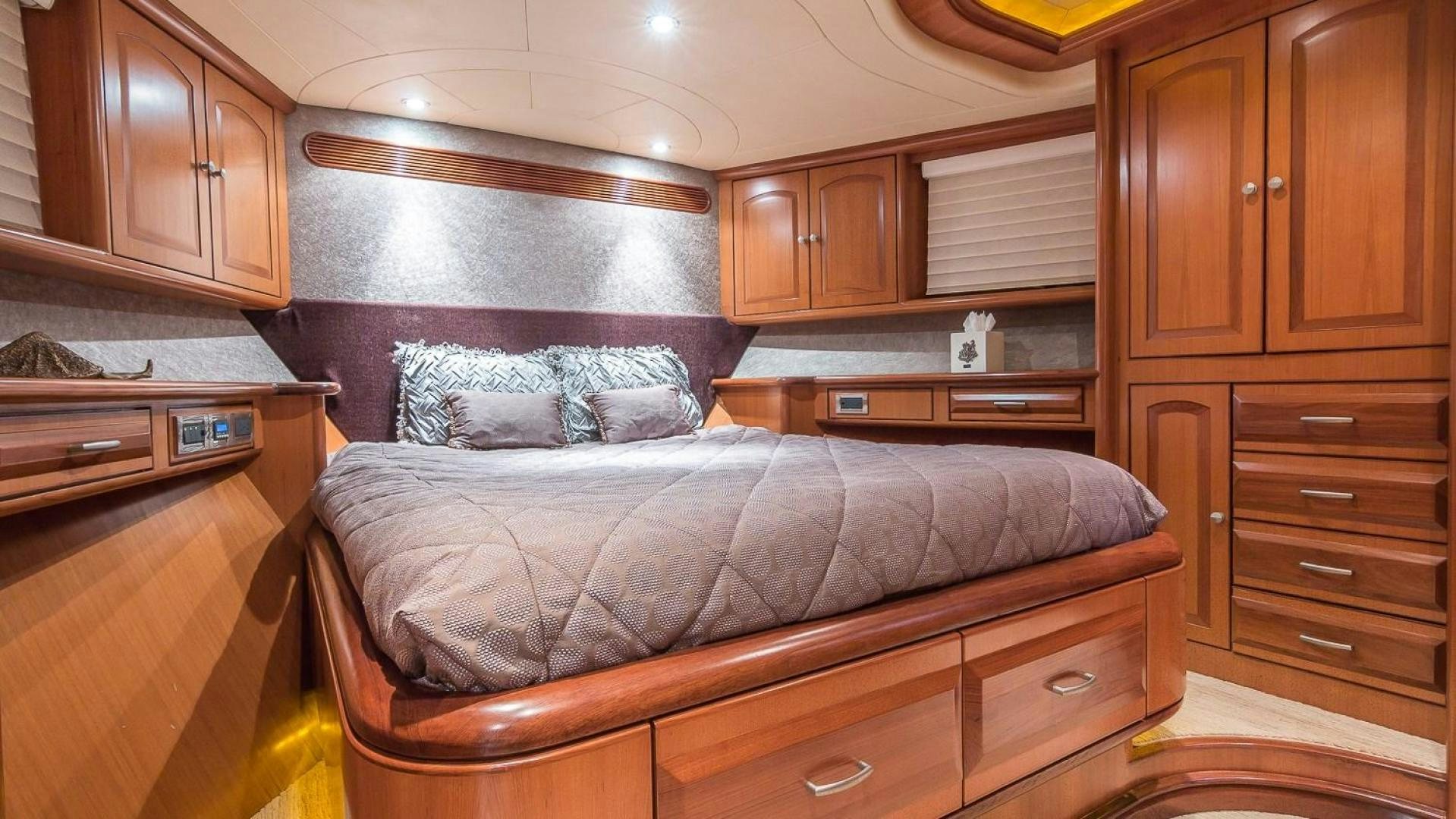 a bed in a kitchen aboard D FENCE Yacht for Sale