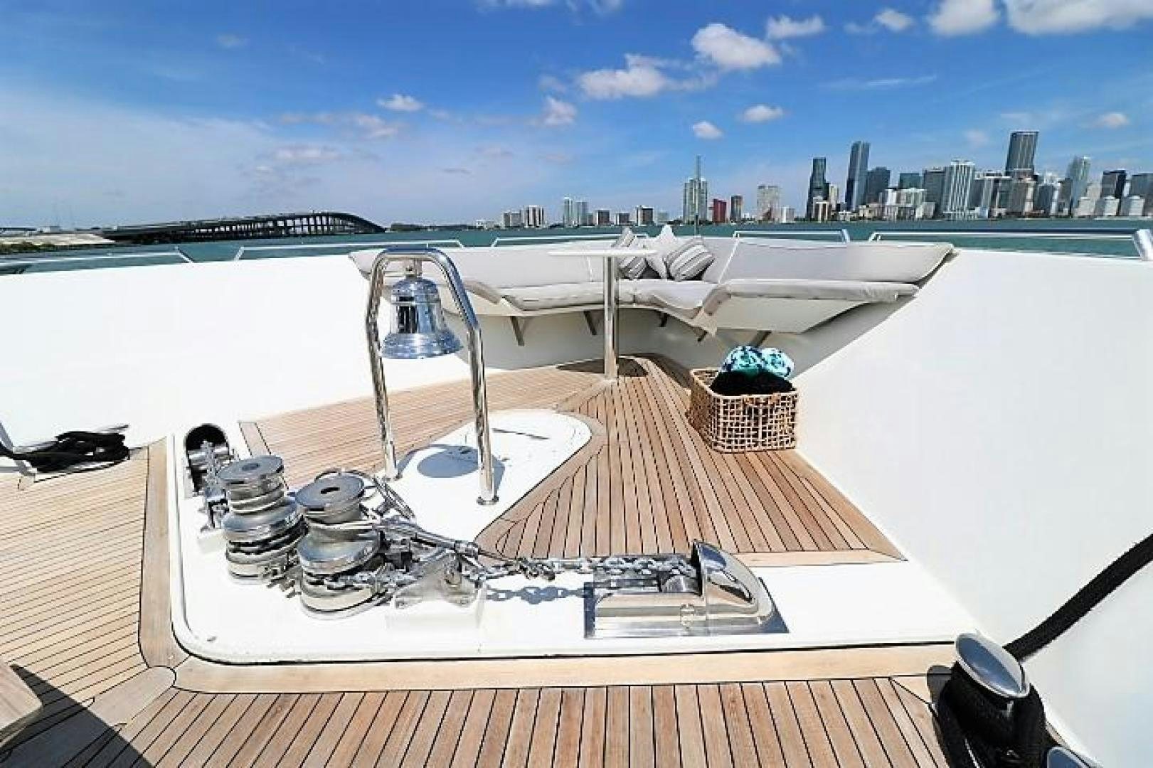 a table with a pair of glasses on it aboard No Name Yacht for Sale