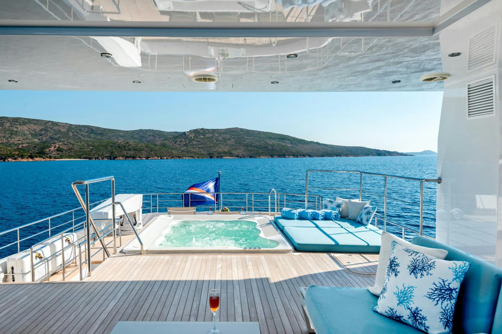 a pool on a deck aboard CURFEW II Yacht for Sale